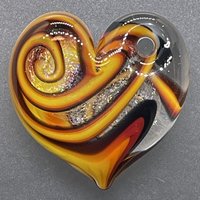 Fire Striped Sparkle Chunky Heart Pendant