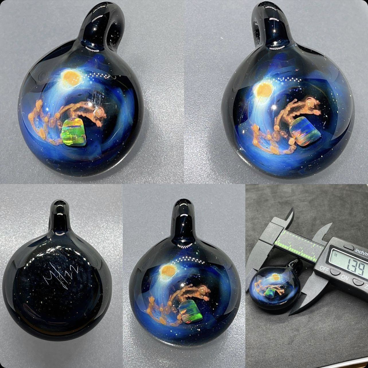 Galaxy Pendant with Silver, Copper & Opal