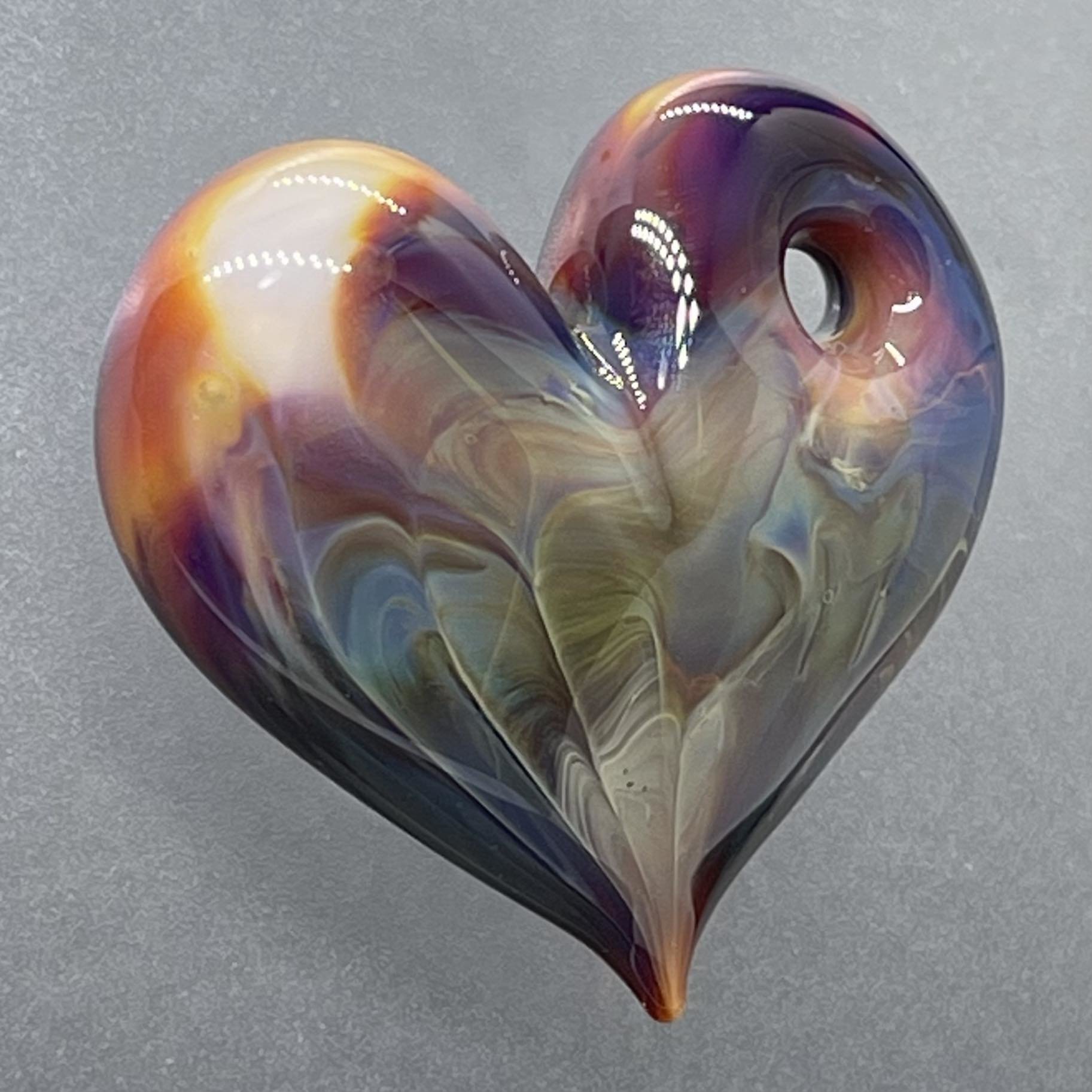 Heart Pendant Blue, Purple, Green, Orange & White