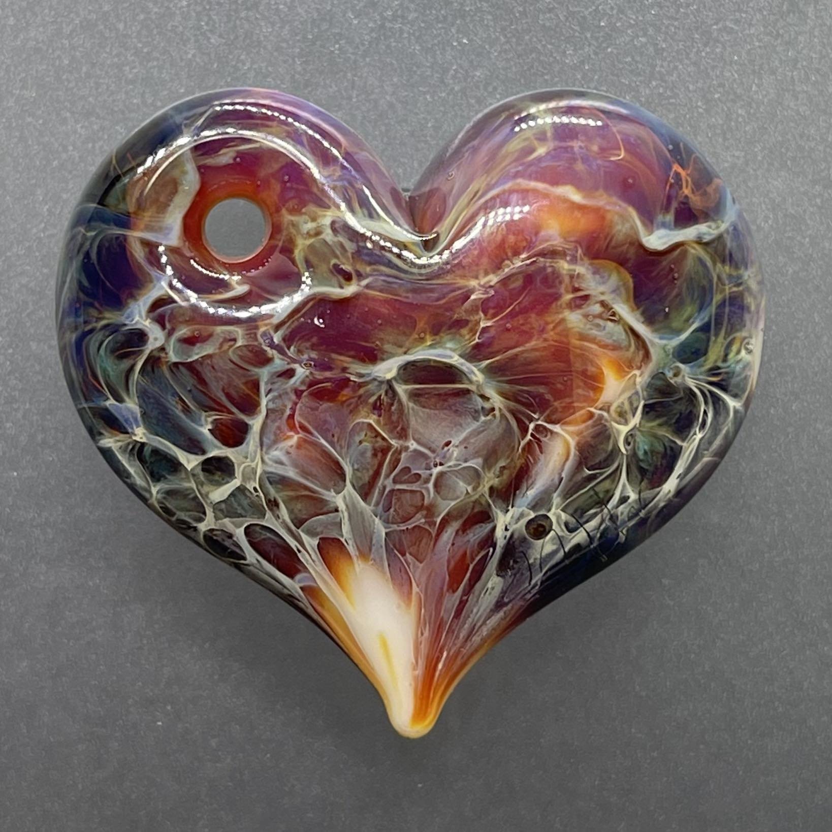 Heart Pendant Purple, Green, Cream