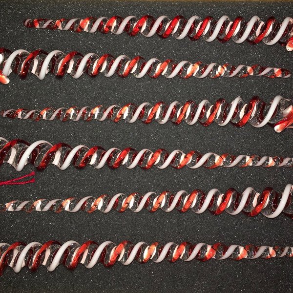 Red, White and Clear Icicle Christmas Ornament set of 6